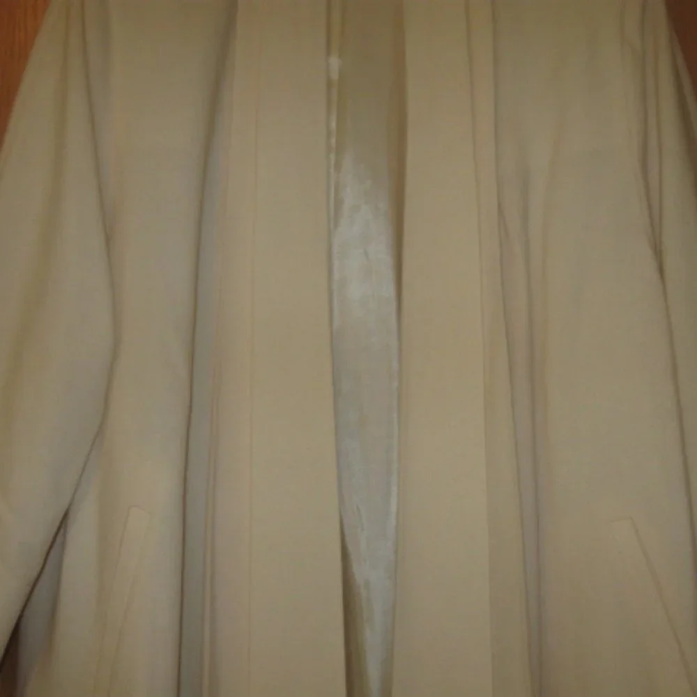 Jonathan Michael Off White Open Pleated Wool Coat